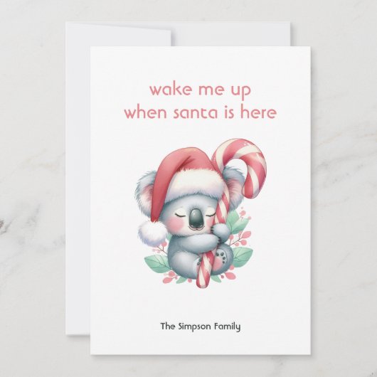Kerstkoala die een dutje doet  feestdagenkaart (Voorkant)