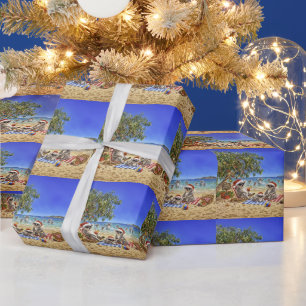 Kerstkoala's op het strand cadeaupapier