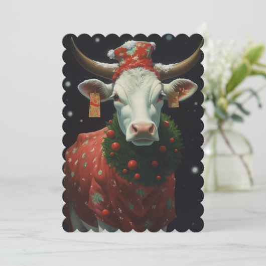 kerstKoe Feestdagenkaart (Staand voorkant)
