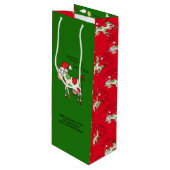 kerstKoe Funny Cartoon Kinderen Wijn Cadeautas (Voorkant Gekanteld)