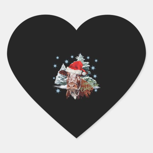 kerstKoe Hart Sticker (Voorkant)
