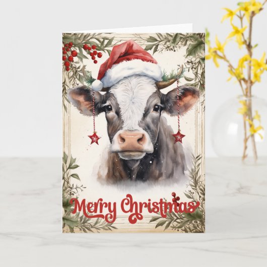 kerstKoe Kaart (Gele Bloem)