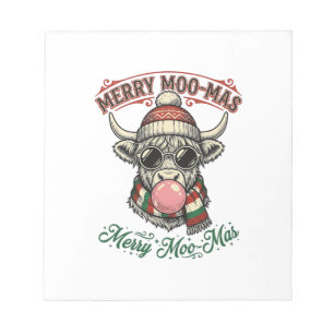 Kerstkoe Shirt Schattige Hoogland Vakantie Pun Des Notitieblok