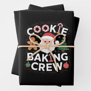Kerstkoek Bakploeg Familie Kerstmis Inpakpapier Vel
