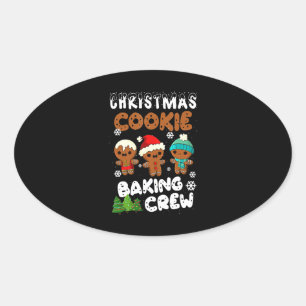 Kerstkoekje bakken Crew Kerst Grappig cadeau Ovale Sticker