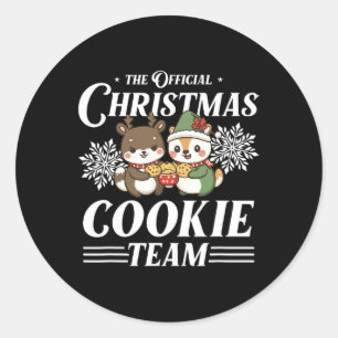 Kerstkoekje Bakken Team Funny X-mas Dieren Ronde Sticker