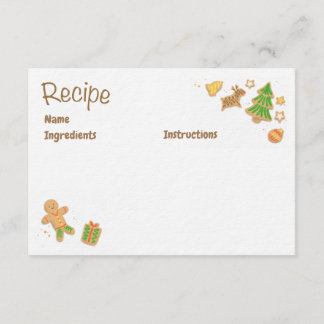 Kerstkoekje, geïllustreerd recipekaarten kaart