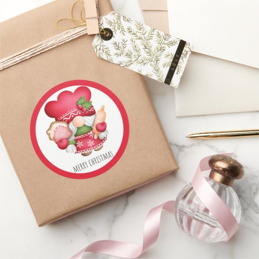 Kerstkoekje Gnome Ronde Sticker (Geschenken)
