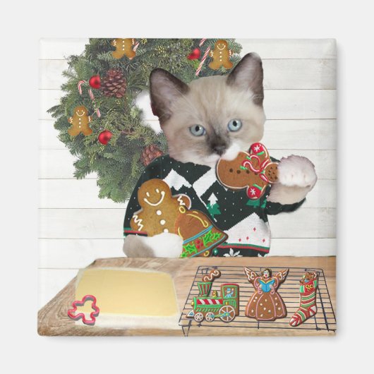 Kerstkoekje Kitten Magnet Magneet (Voorkant)