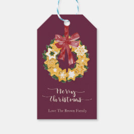 Kerstkoekje met diepe achtergrond cadeaulabel