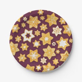 Kerstkoekje met diepe achtergrond papieren bordje