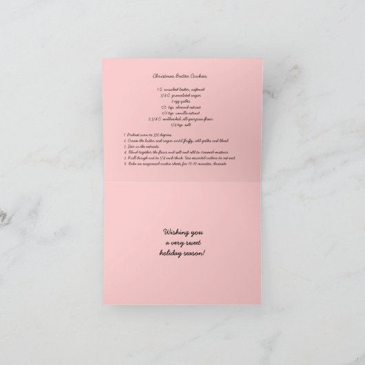 Kerstkoekje receptenkaart feestdagen kaart (Binnen)