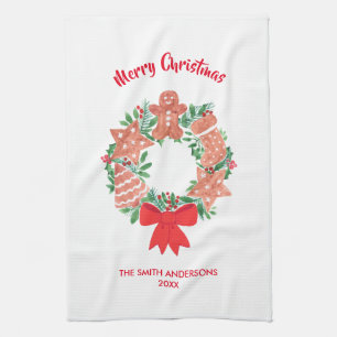 Kerstkoekje Wreatemnaam Theedoek