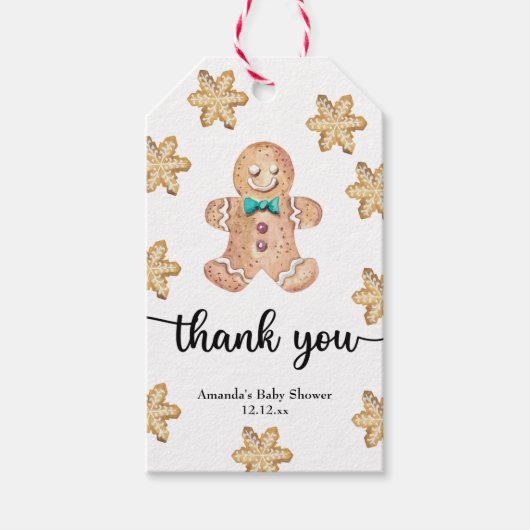 Kerstkoekjes baby shower dank u cadeaulabel (Voorkant)