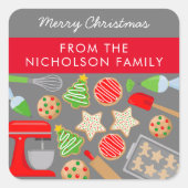 KERSTKOEKJES CADEAU VIERKANTE STICKER (Voorkant)