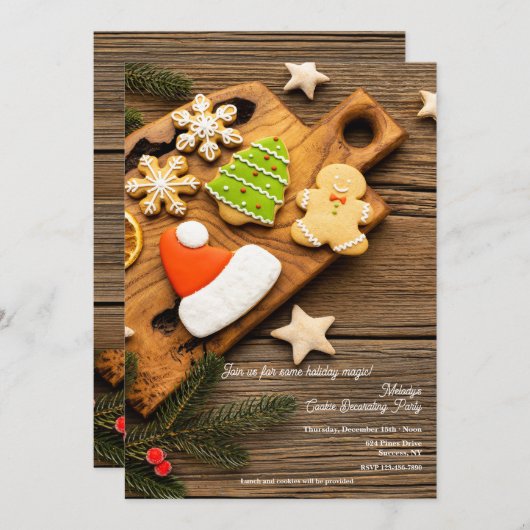 Kerstkoekjes Decorating Party Kaart (Voorkant / Achterkant)