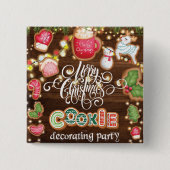 Kerstkoekjes decorteren vierkante button 5,1 cm (Voorkant)