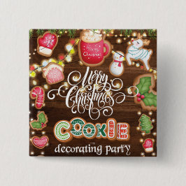 Kerstkoekjes decorteren vierkante button 5,1 cm