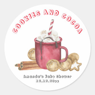 Kerstkoekjes en cacao baby shower ronde sticker