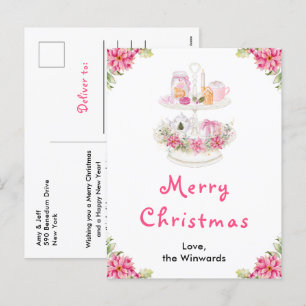 Kerstkoekjes en Cacao Roze Gelukkig Kerstfeest Feestdagenkaart