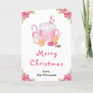 Kerstkoekjes en Cacao Roze Prettig Kerstfeest Feestdagen Kaart