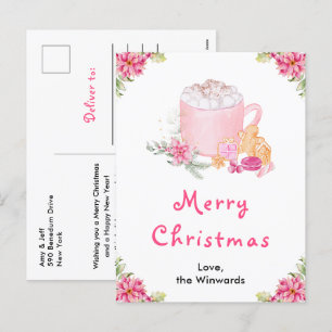 Kerstkoekjes en Cacao Roze Prettig Kerstfeest Feestdagenkaart