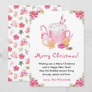 Kerstkoekjes en Cacao Roze Prettig Kerstfeest Feestdagenkaart