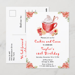 Kerstkoekjes en Cacao Verjaardagsfeest Rood Briefkaart