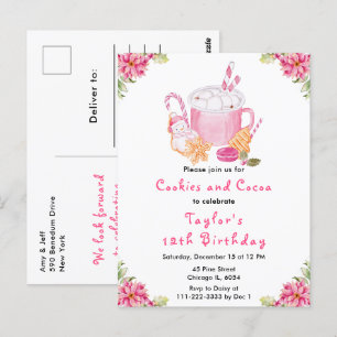 Kerstkoekjes en Cacao Verjaardagsfeest Roze Briefkaart