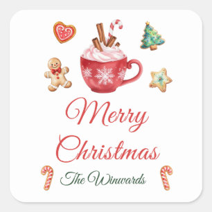 Kerstkoekjes en cacaofeest vierkante sticker