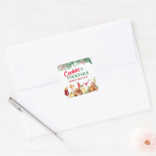 Kerstkoekjes en cocktails op vakantie vierkante sticker