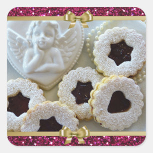 kerstkoekjes en kaartjes vierkante sticker