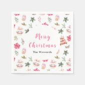 Kerstkoekjes en loof roze servet (Voorkant)