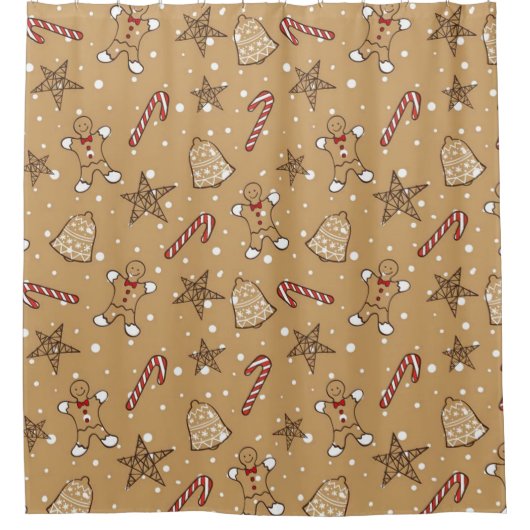 kerstkoekjes en snoeprietjes douchegordijn (Voorkant)