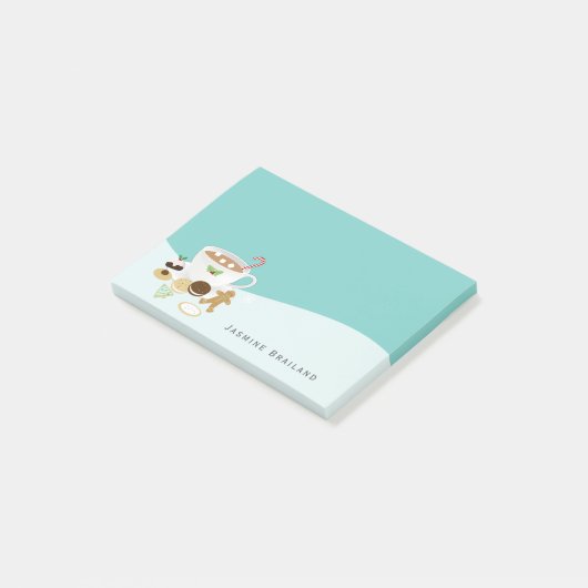 Kerstkoekjes en warme chocolade post-it® notes (Schuin)
