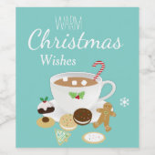 Kerstkoekjes en warme chocolade wijn etiket (Enkel label)