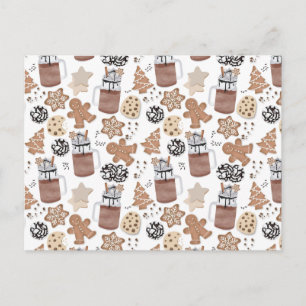 Kerstkoekjes en warme chocolademelk Kerstbakken Feestdagenkaart