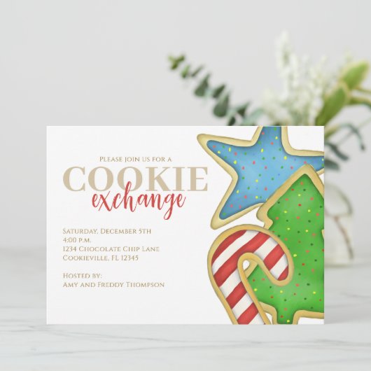 Kerstkoekjes Exchange Custom Party Kaart (Staand voorkant)