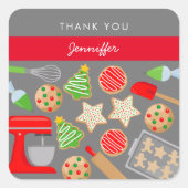 KERSTKOEKJES FEEST VIERKANTE STICKER (Voorkant)