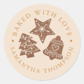 Kerstkoekjes gebakken met Love Yellow Ronde Sticker (Voorkant)
