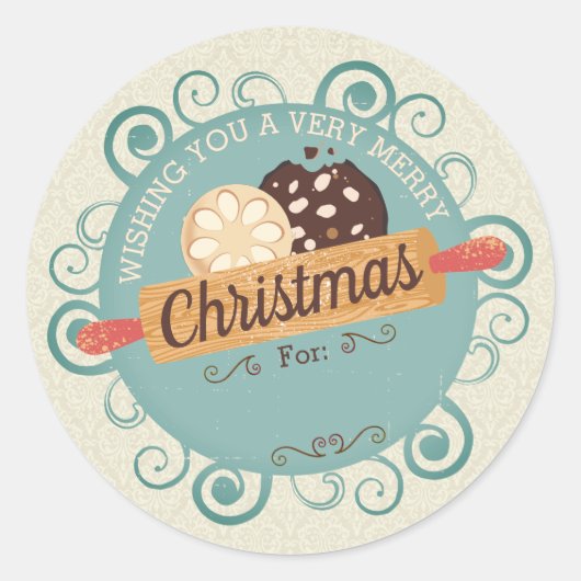 Kerstkoekjes gepersonaliseerd uit de keuken van ronde sticker (Voorkant)