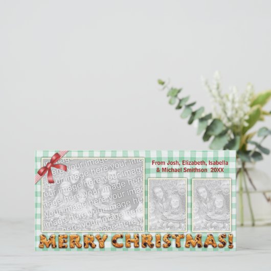 Kerstkoekjes geplakt feestdagenkaart (Staand voorkant)