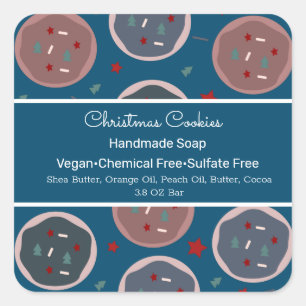 Kerstkoekjes Handmade Soap Beauty Branding Vierkante Sticker