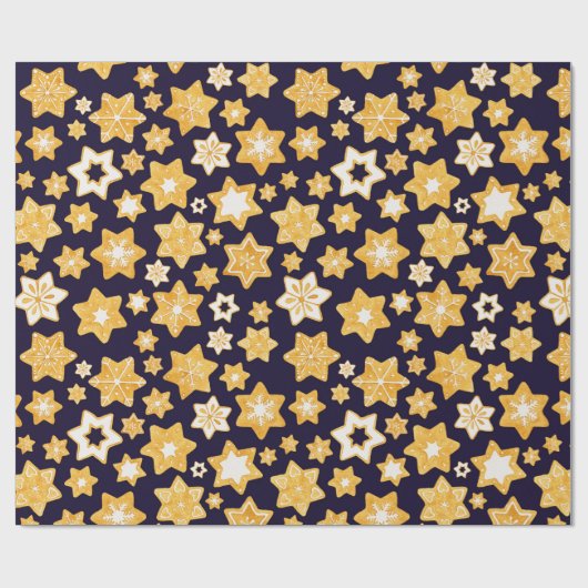 Kerstkoekjes met blauw marineslein cadeaupapier (Vlak)