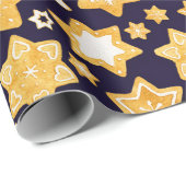 Kerstkoekjes met blauw marineslein cadeaupapier (Rol Hoek)