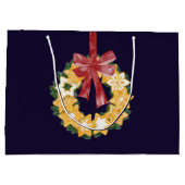 Kerstkoekjes met blauw marineslein large cadeauzakje (Achterkant)