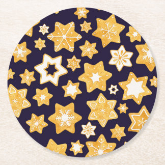 Kerstkoekjes met blauw marineslein ronde kartonnen onderzetter