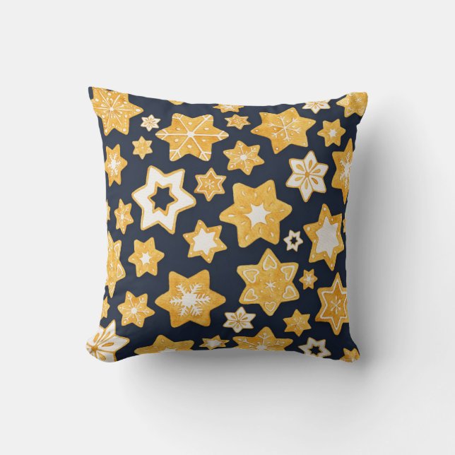 Kerstkoekjes met blauwe grijze achtergrond kussen (Voorkant)