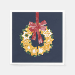 Kerstkoekjes met blauwe grijze achtergrond servetten