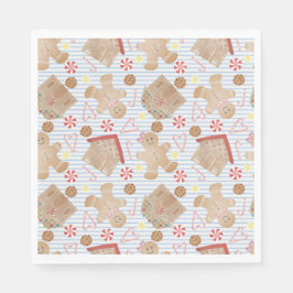 Kerstkoekjes met Borden met blauw strippapier Servet